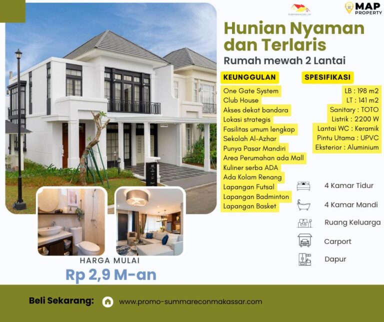 Dijual Rumah Cantik Dekat Bandara Summarecon Makassar