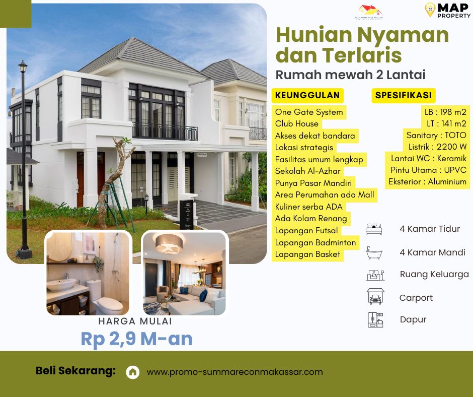 Dijual Rumah Cantik Dekat Bandara Summarecon Makassar