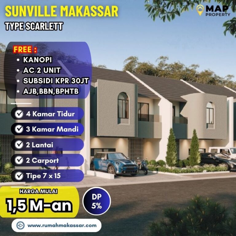 Miliki Sekarang Rumah Mewah 2 Lantai Di Sunville Residence Makassar Lingkungan Nyaman,Fasilitas Lengkap Dan Lokasi Strategis Hanya 1,5 M-an!