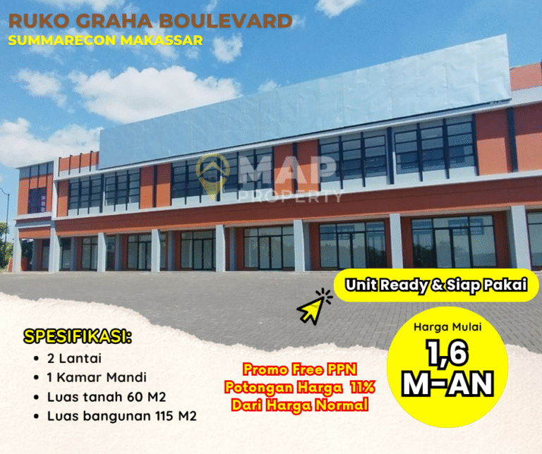 Ruko Usaha Summarecon Makassar, Free PPN Mulai 1,6 M